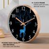 Blue Deer Wall Clock Rose Gold Frame Abstract Galaxy Deer with Tree Antlers Design for Living Room Bedroom Kitchen Home Decor