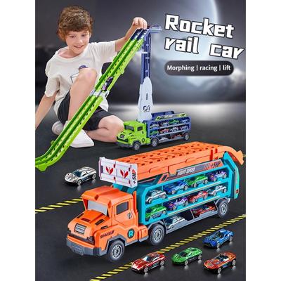 Coaster Type Racetrack Car-Rocket Lift Transformed Racing Car Combination-Christmas, Thanksgiving, Halloween, New Year Birthday