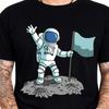Astronaut Moon Landing Flag Graphic T-Shirt Space Galaxy Cosmonaut Science Gift.