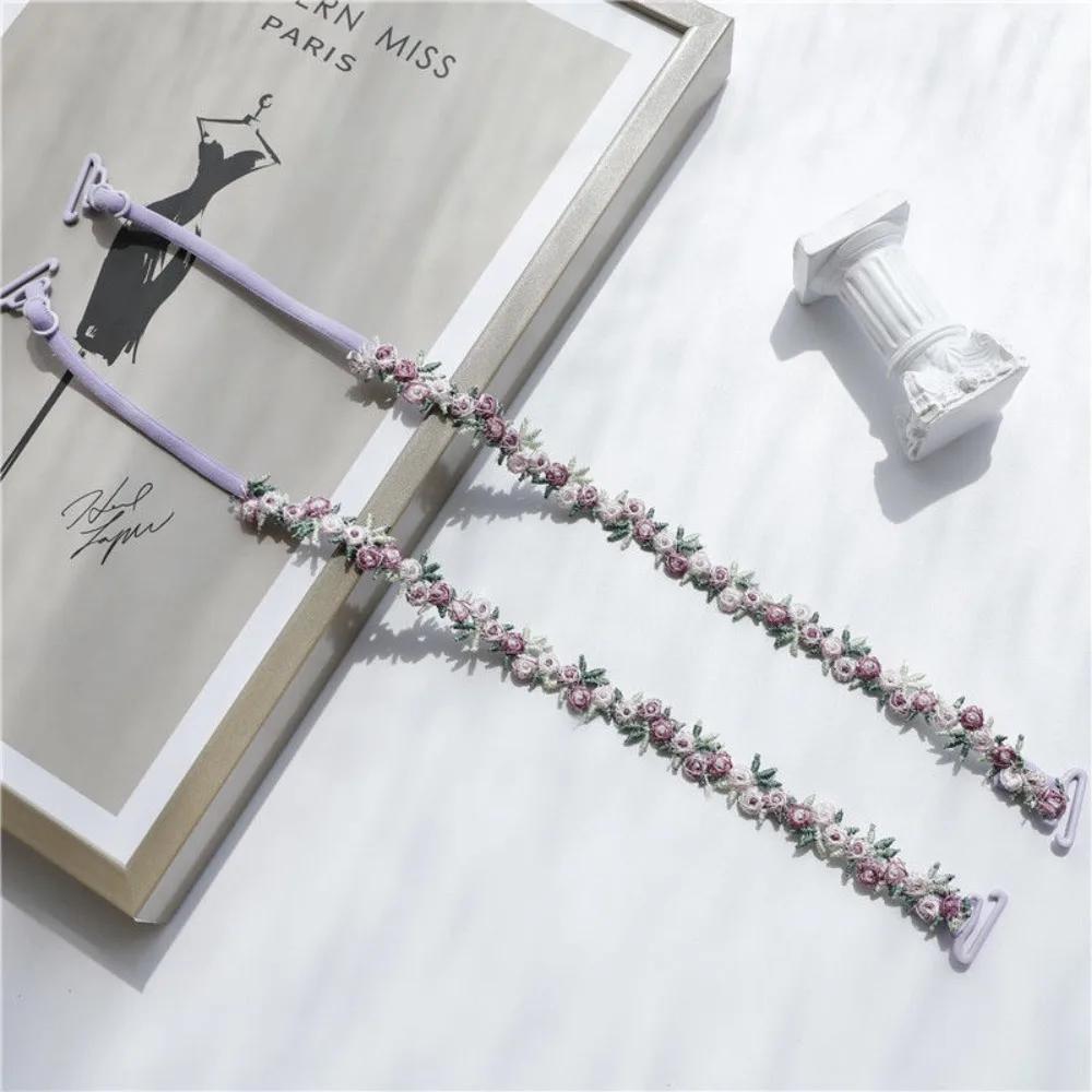 1 paio Spalline per Reggiseno Floreali Antiscivolo Spalline Elastiche a Fiore Poliestere Regolabile Cintura per Lingerie Abito da Sposa Festa