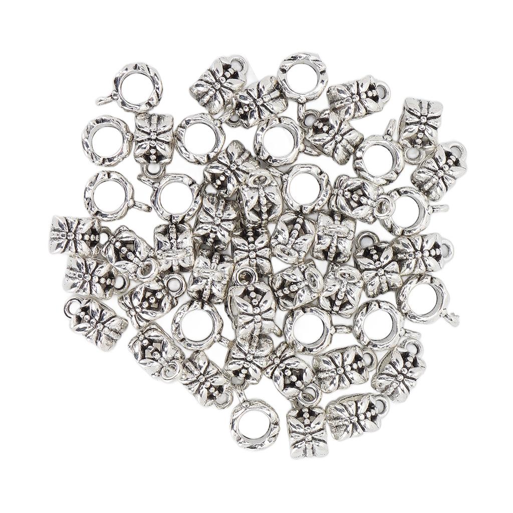 50Pcs Beard Beads Hair Braiding Beads Antique Silver Metal Finish Moderate Size Exquisite Dreadlocks Beads