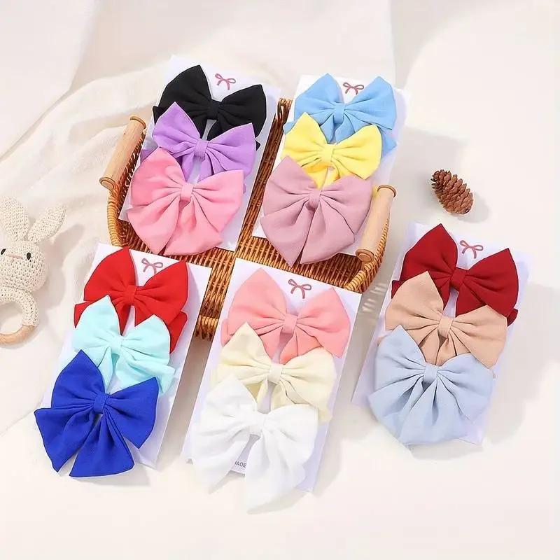 3pcs 4.13'' Grosgrain Ribbon Hair Bows Clips Sweet Bowknot Hairpins Barrettes Headwear Women Girls  Hair Accessories
