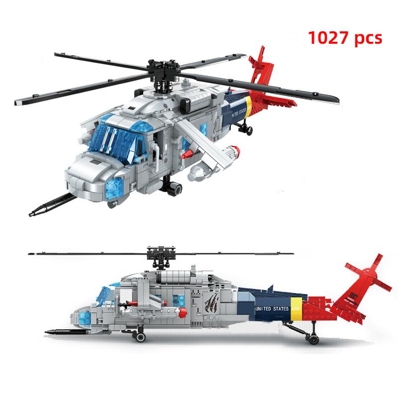 For Gunship Military Swat Aircraft Police Technical Helicopters Army War Pla Osprey Bomber Fighter Model Building Blocks Toys Gift