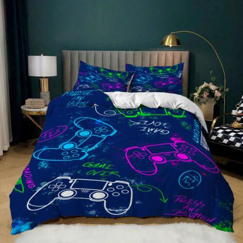 Conjunto de capa de edredom/colcha com estampa de gamepad para jogos, solteiro, casal, queen, king size