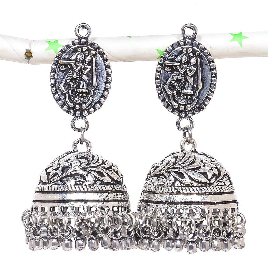 

Натуральные серебряные серьги Jhumki с драгоценными камнями в индийском стиле в этническом стиле Бали 2,17 дюйма u1h22