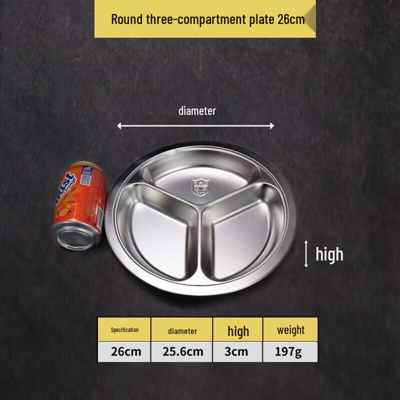 De Ruien 304 Stainless Steel 3-Compartment Lunch Plate