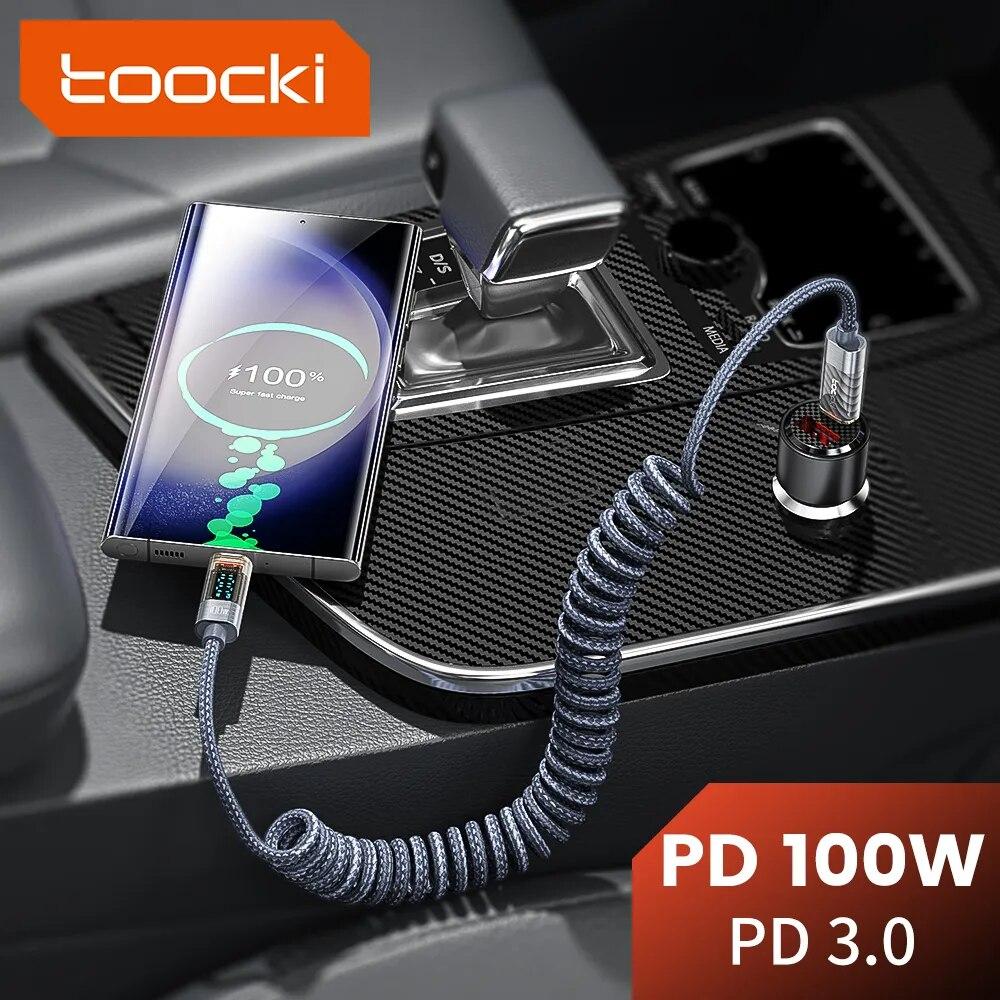 Toocki Type C to Type C Cable 100W Display Fast Charging Charger USB C to USB C Transparent PD Cable For IPhone15 Macbook