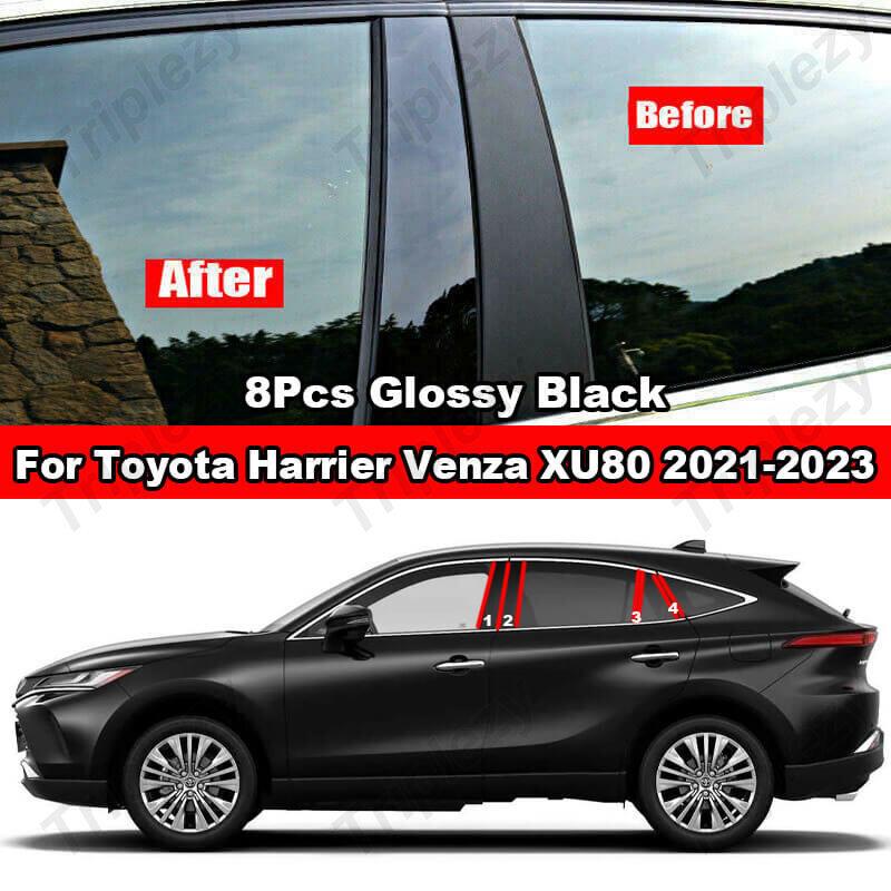 

8Pcs Glossy Black/Carbon Fiber Car Window Door Column B C Pillar Post Cover Trim For Toyota Harrier Venza XU80 -