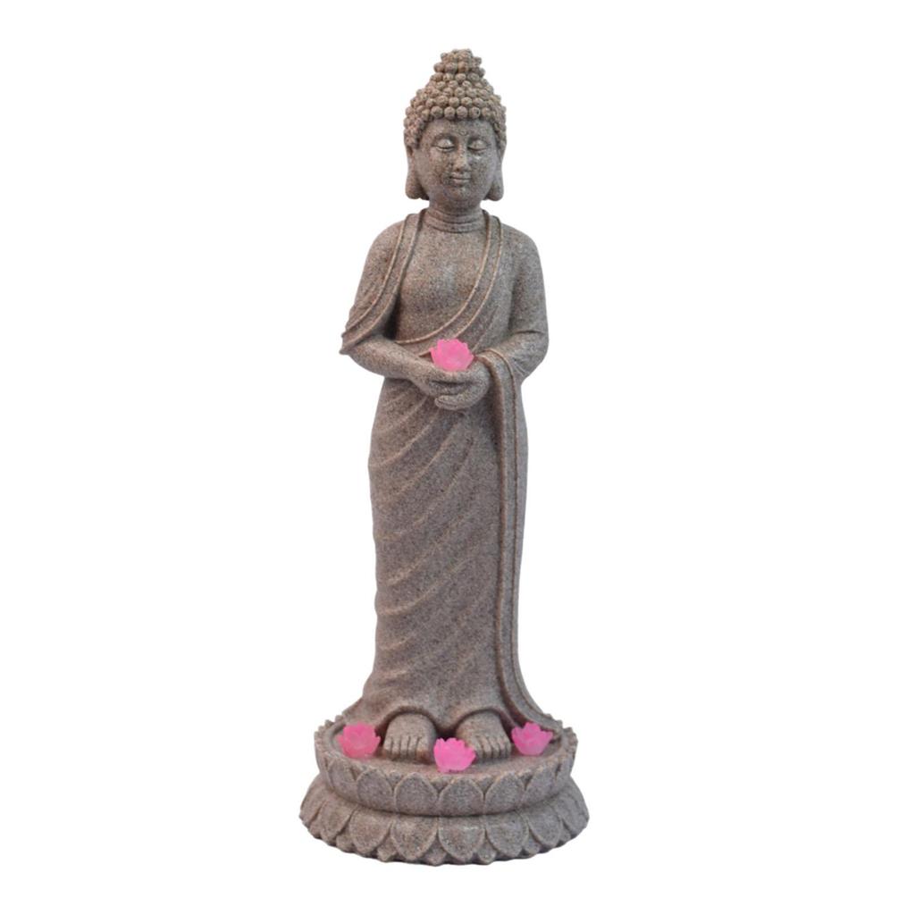 Buddha Outdoor Statue Figurine with Solar Lights Landscape Lamp Decorative Modern Ornament for Lawn Patio Outside Courtyard