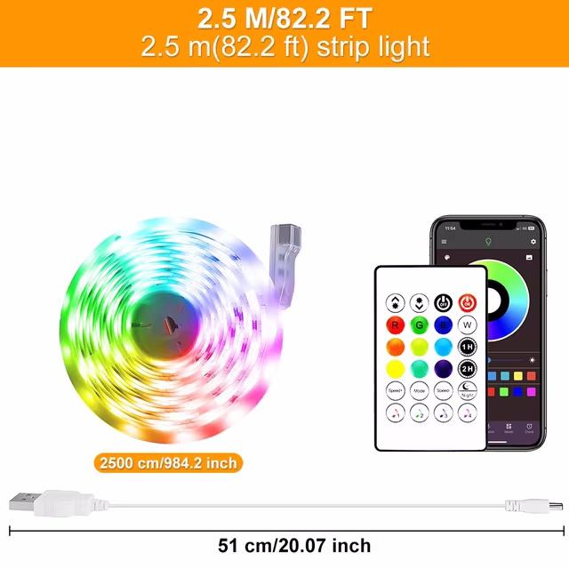 

5050 24KEY RGBIC App Control LED Strip Lights Dreamcolor Bluetooth Rainbow Effect Decor LED Light Music Sync For Bedroom Party 5050 24Key Bluetooth