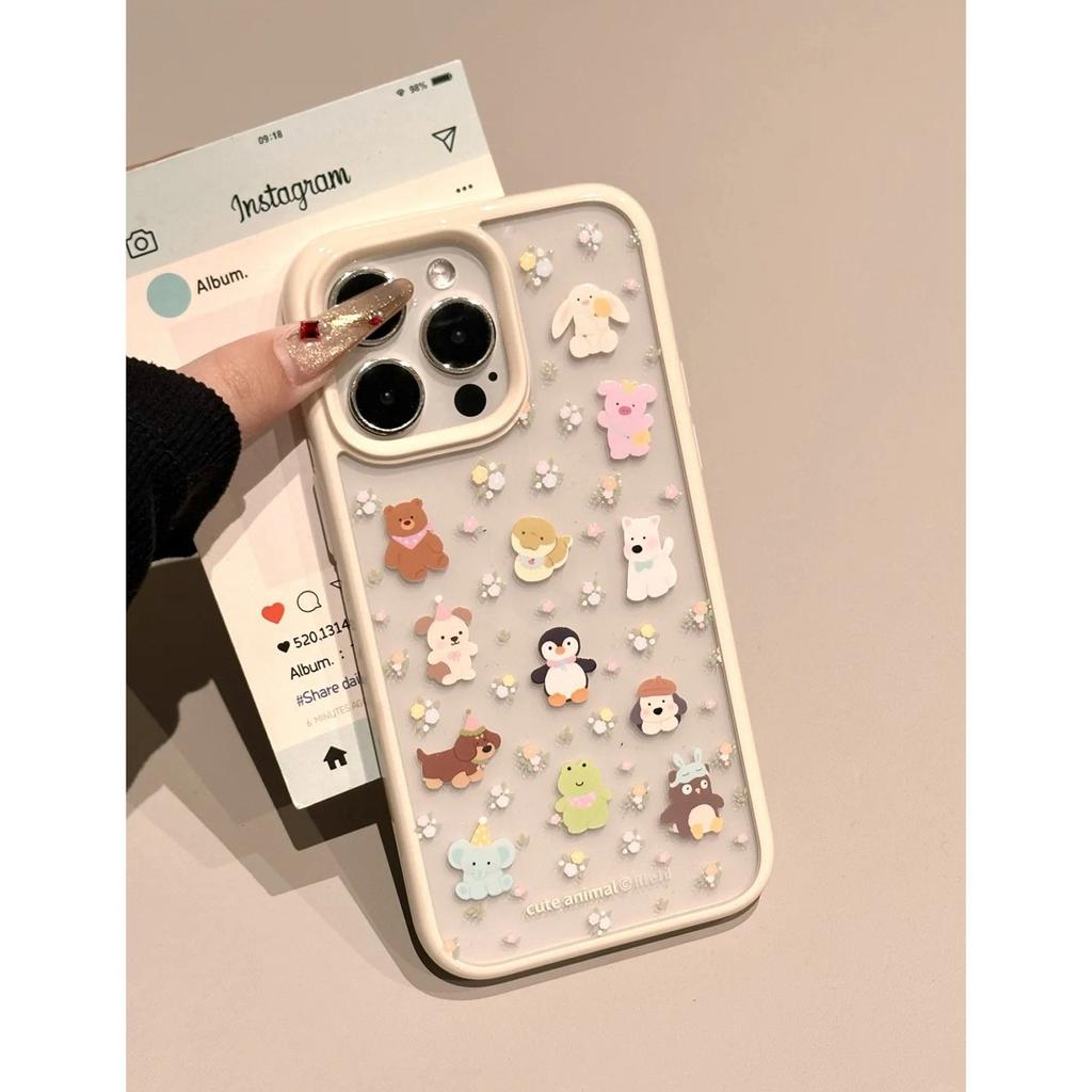 Screen Full of Cute Animals for Apple 16promax Mobile Phone Case for IPhone15pro Protective Case 14/13