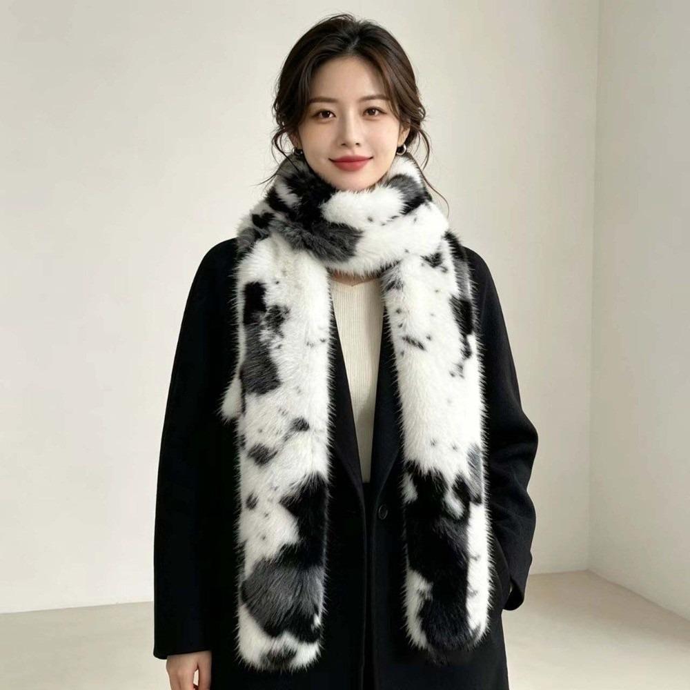 Skin Friendly Winter Faux Fur Scarf Soft Texture Long Fluffy Muffler  Outdoor Skiing