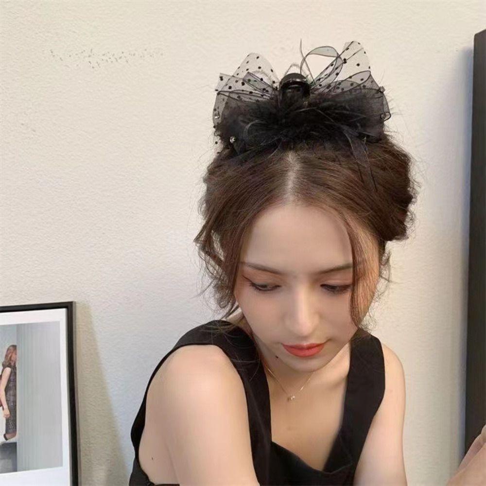 

Черные кружевные заколки для волос с бантом, заколки-клоки в корейском стиле, заколки-клоки для волос с бантом для девочек