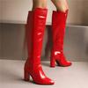 Fashion Autumn Winter 2025 New Fashion The-Knee Women Boots Patent Leather Sexy Zip Thigh High Tall Heel Shoes Woman Size 34-46