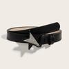 Women PU Leather Belt Star Decoration Solid Color Belt