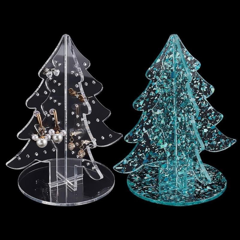 Acrylic Earrings Organizer Christmas Tree Earring Stand Jewelry Presentation Rack Ear Rings Holder for Women Girls