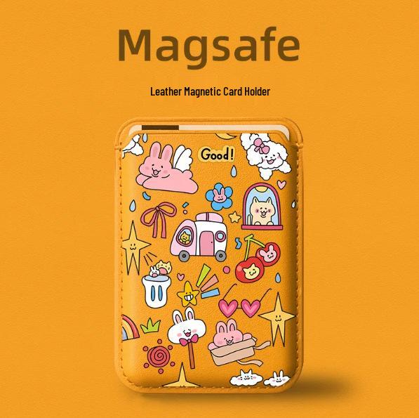 Graffiti MAGsafe Leather Card Holder Case for Apple Phones