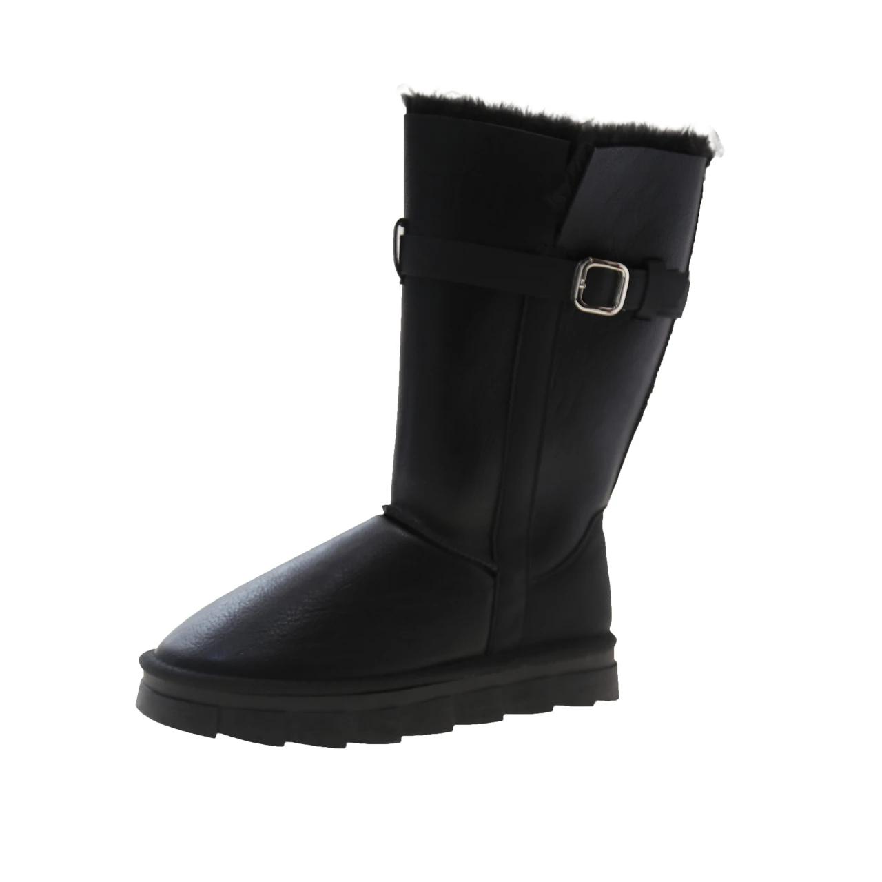 

Модные Мягкие и Удобные Зимние Сапоги для Женщин 2024 Зимние Теплые и Защищающие от Холода Женские Кожаные Сапоги Botas Altas Plataforma Mujer 40 чёрный