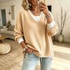 2026 Casual V-neck Loose Sweater - European/American Trend, Long Sleeve, In Stock