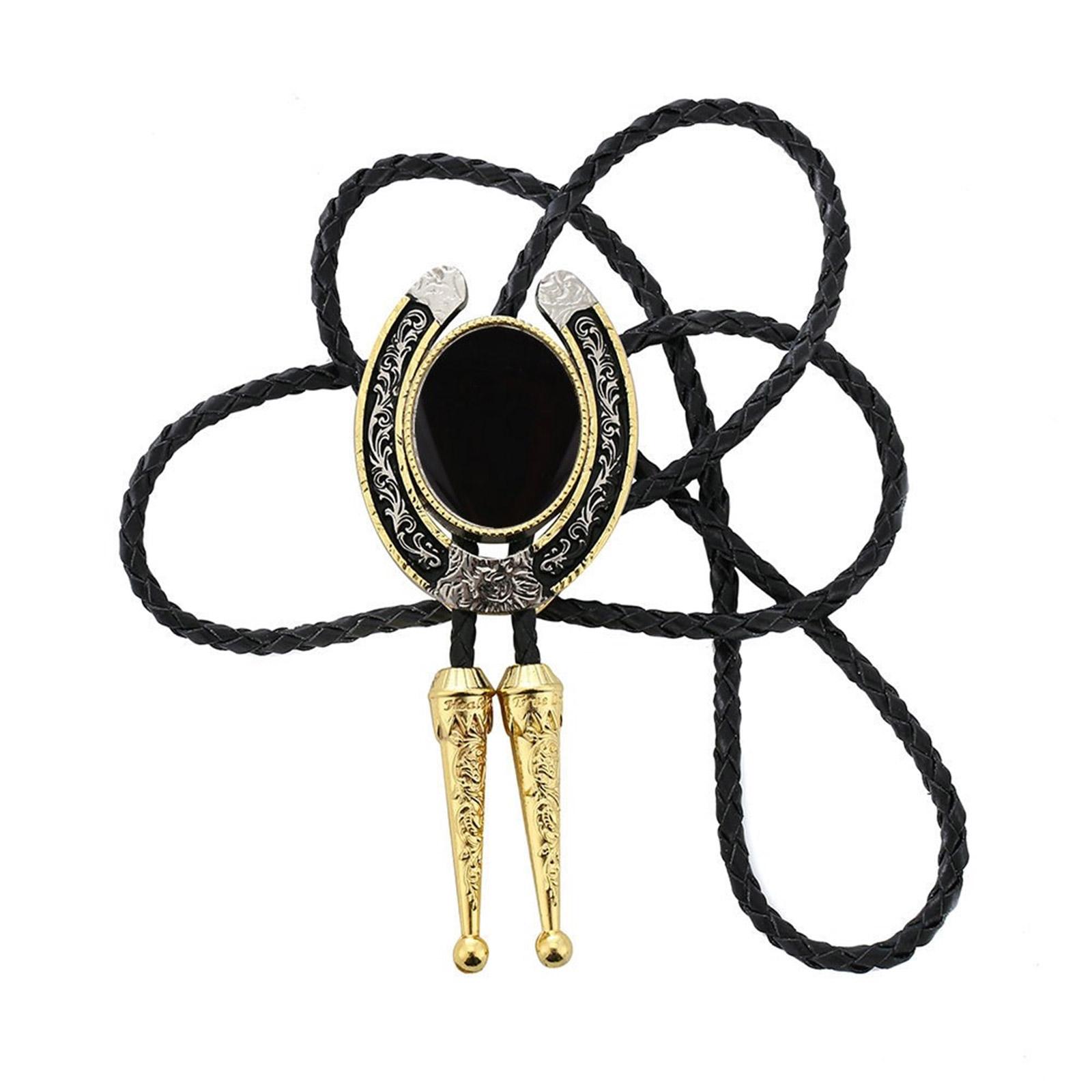 

Vintage Bolo Tie Western Antique Crack Stone Cowboy Pendant Shirt Chain Collar Necktie Leather Rope Jewelry Necklace жёлтый