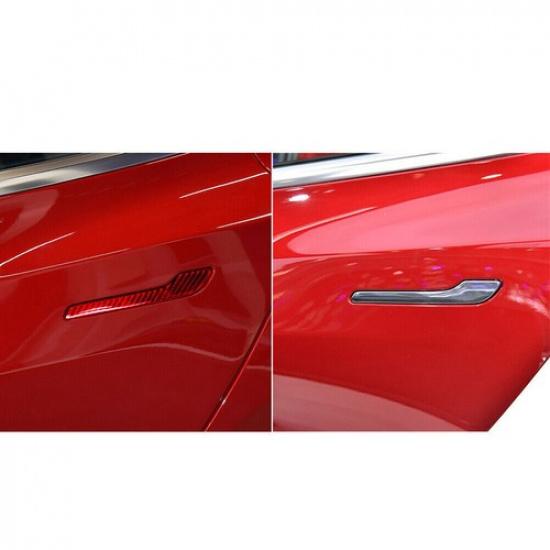 4X Red Carbon Fiber Outdoor Handle Panel Cover Trim For Tesla Model 3/Y 2017-22