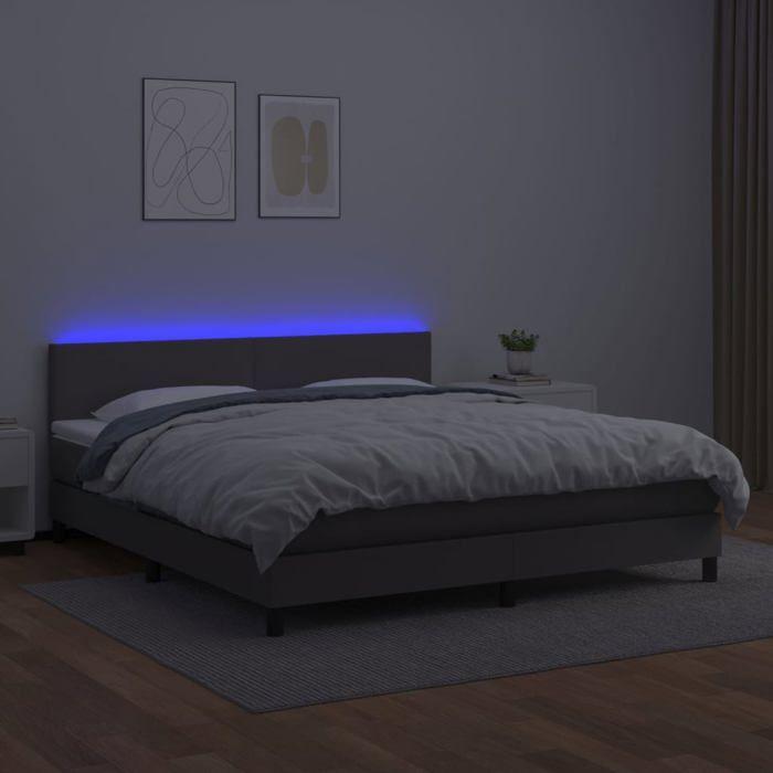 Maison Exclusive - Sommier à lattes de lit avec matelas et LED Gris 160x200 cm
