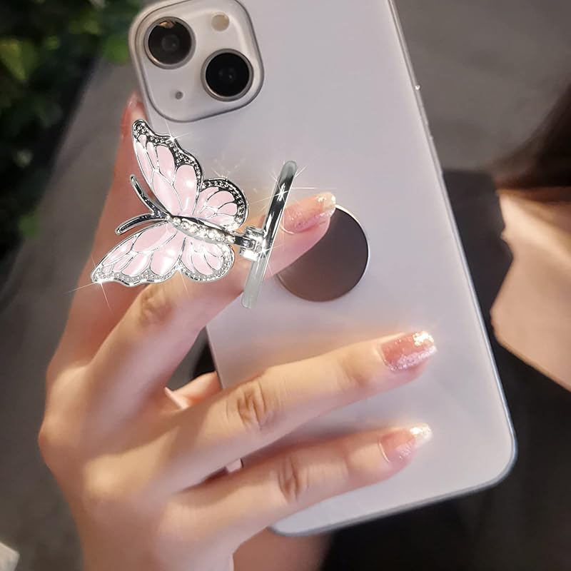 LSL Cute Butterfly Cell Phone Ring Holder 360°Rotation Metal Finger Stand Kickstand Universal Compatible with iPhone Samsung Galaxy LG Google Pixel