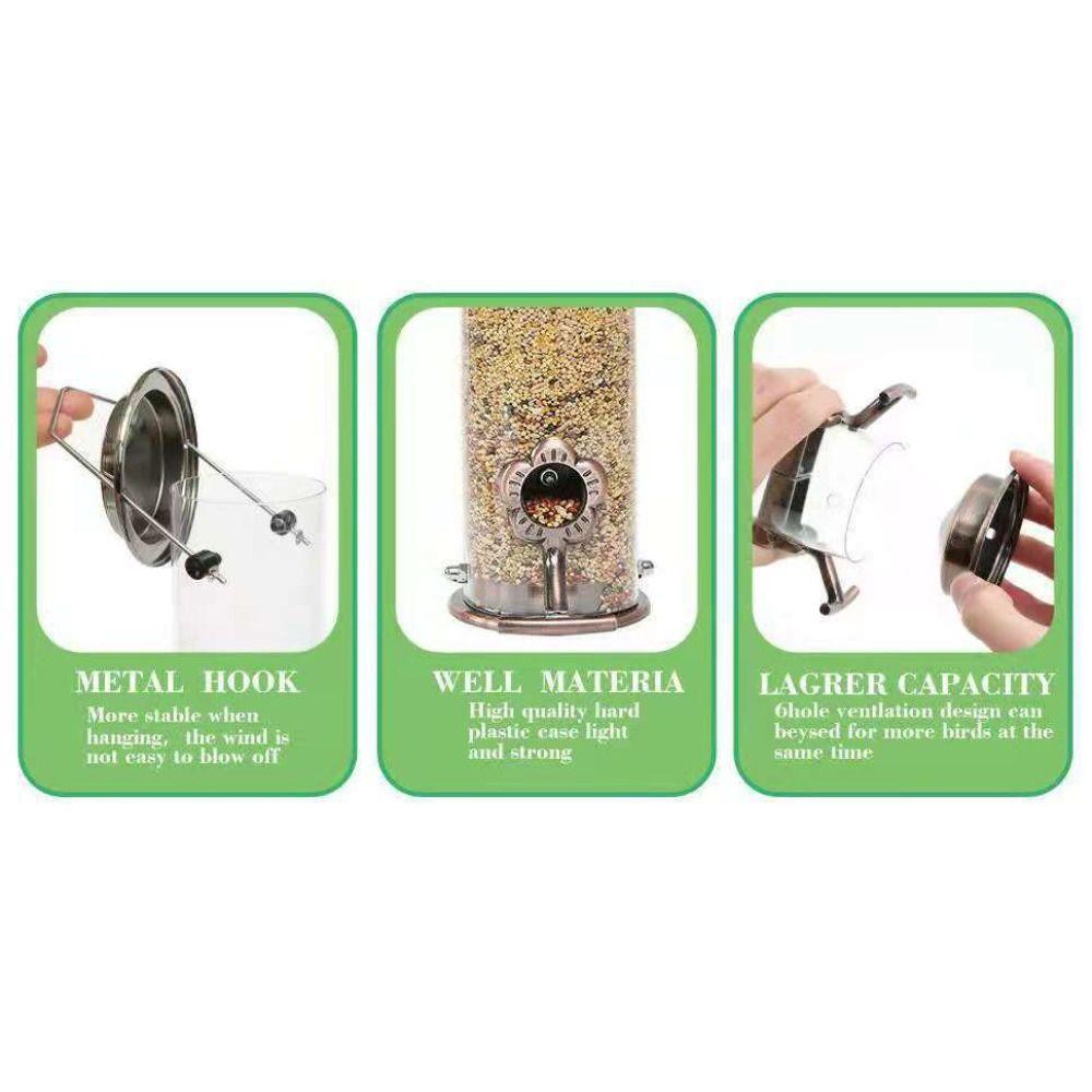 Metal Bird Food Dispenser Automatic Bird Feeding Bowl Feeding Container Bird Feeder  Outdoor