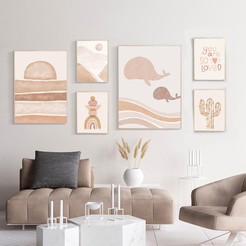 

Абстрактная Богемия Солнце Радуга Детская Кактус Принт Холст Картина Плакат Настенные Художественные Плакаты Настенные Панно Для Детской Комнаты Декор