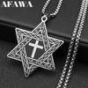 Collana con Ciondolo Croce Esagramma Je per Donna Uomo Acciaio Inossidabile Stella di David di Israele Catena Gioielli N2595-5S02