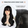Synthetic Natural Black Wigs Long Wavy Wig for Women with Bangs Halloween Party Daily Heat Resistant Fibre Hair Wigs