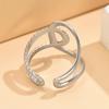 European Geometric Stainless Steel Open Ring: Gold-Plated Intersecting Design for Women