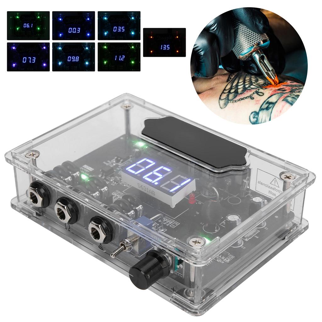 Transparent Tattoo Power Supply 7 Color Digital Display Tattoo Power Source for Tattoo Machine