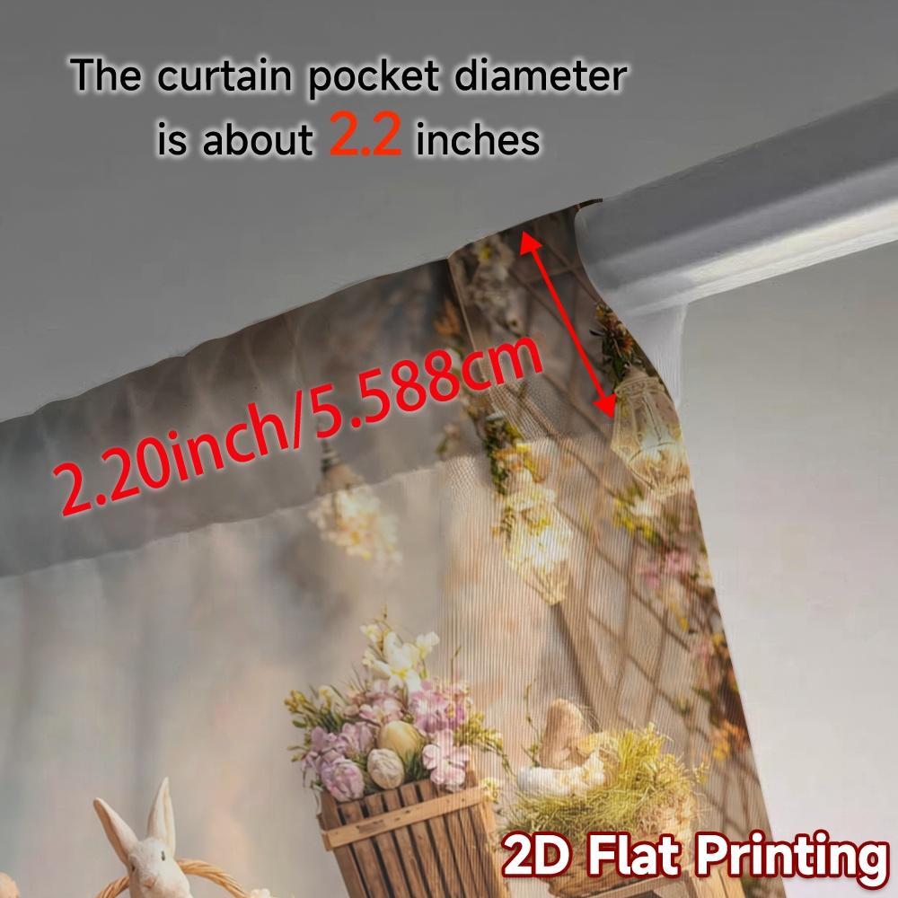 2pcs, 2D FLAT PRINTING Curtains (Without Rod) Easter Wonderland Modern Pattern Curtains Durable Polyester Curtains Art Deco