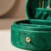 Compact Velvet Jewelry Box with Snap Closure Elegant Round