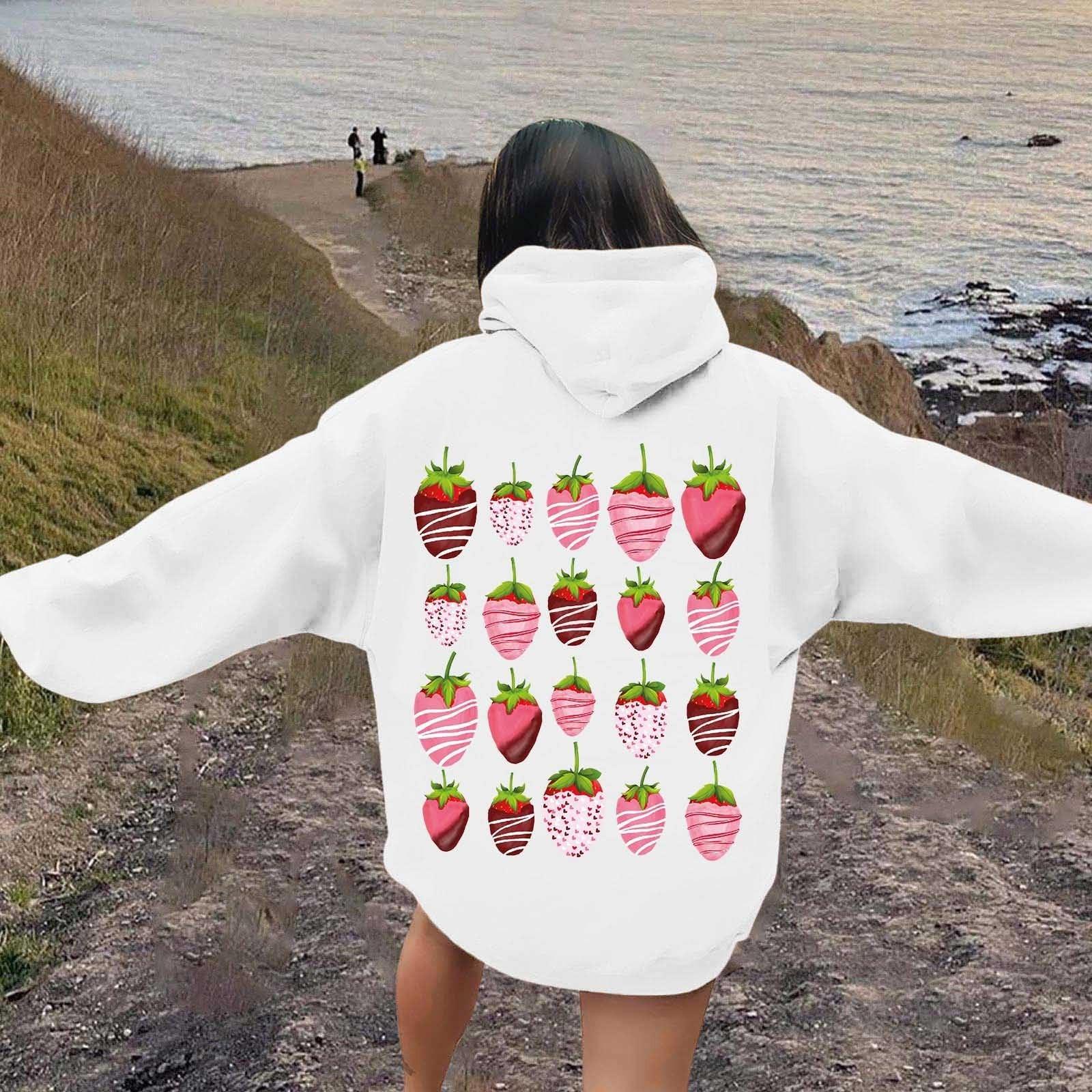 

Женская мода легкий длинный рукав пуловер толстовки с капюшоном с карманами графическая толстовка XL белый