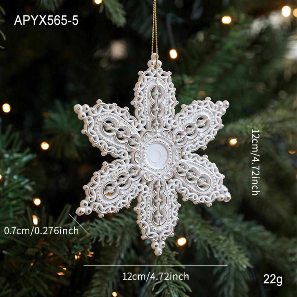 Festive Decor Plastic White Christmas Ornament Elk Snowflake Xmas Baubles Key Christmas Tree Ornament New Year Decoration