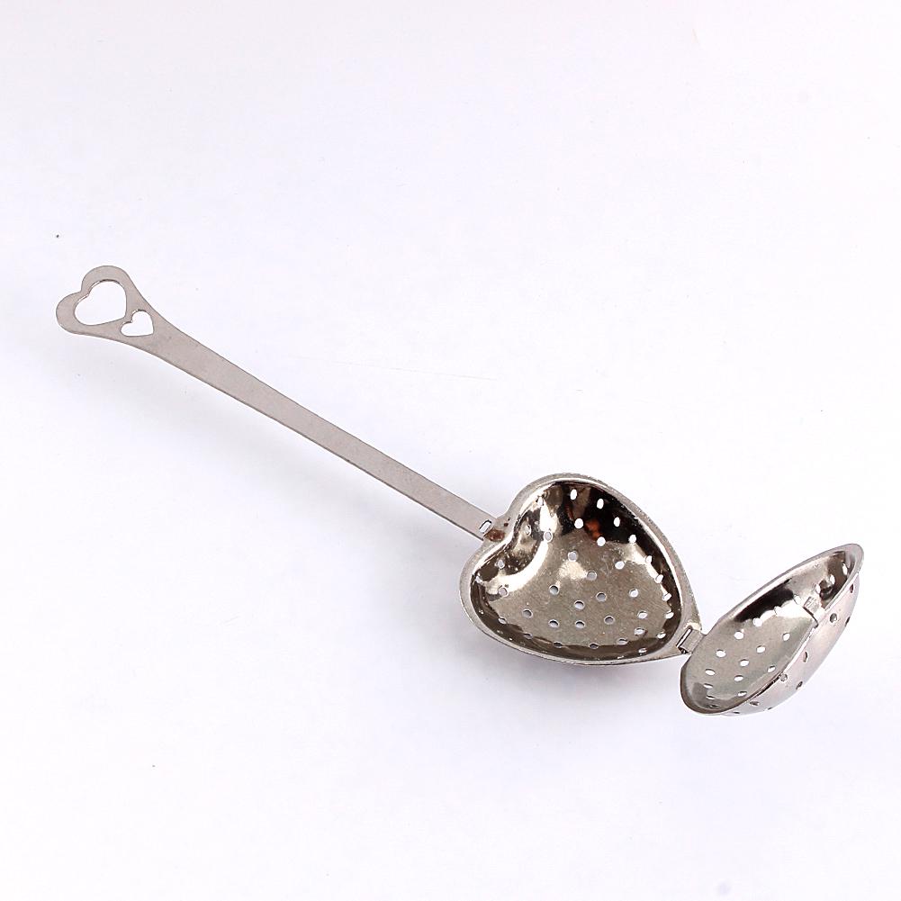 1X Stainless Steel Filter Tea Infuser Heart Shape Spoon Strainer Ball Novelty