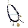 HX6F Fashionable Necklace For Stylish Ladies Multi Pendant Fabric Stainless Steel