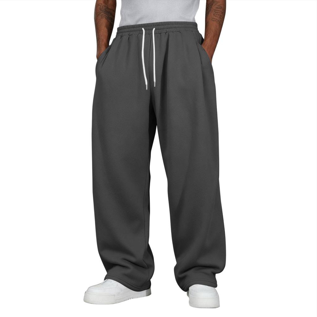 Pantaloni da tuta casual larghi da uomo con elastico in vita e coulisse