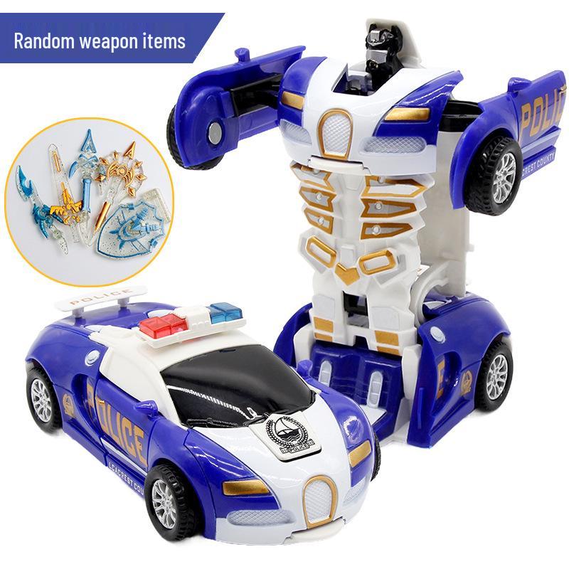 Popular Children's Deformed Toy Robot and Car Set for Educational Play at Street Markets and Night Stalls.
