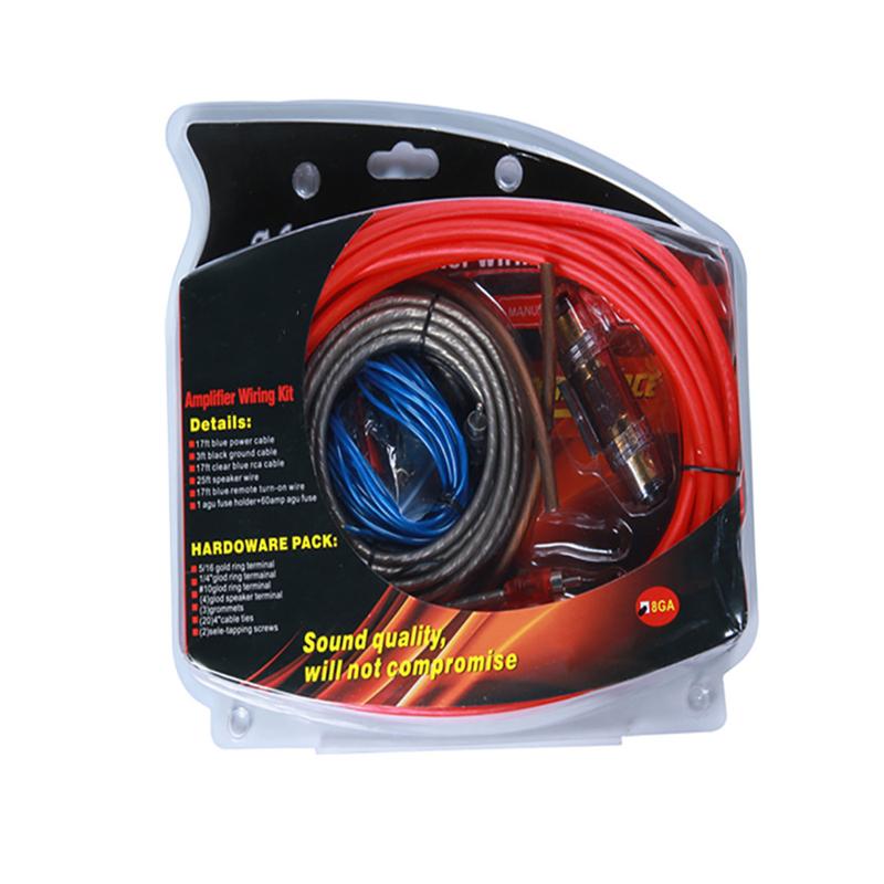 Universal 8GA Car Audio Amplifier Sleeve Cable Plus Bellows Horn Cable Car Audio Speakers Wiring Kit for Auto Vehicle Parts