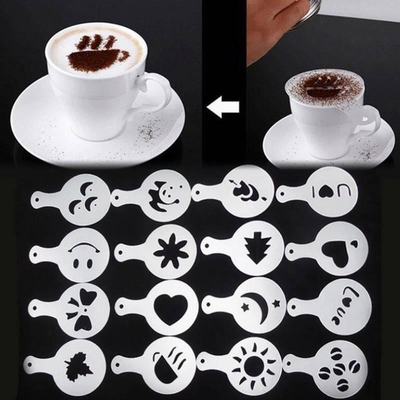 Langlebiges Kunststoff Kaffee Schablonen Set 16 Stück Modernes Schlichtes Design Für Latte Art