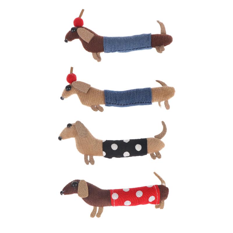 Cute Dachshund Cloth Doll Ornament Waterproof Surface Charm for DIY Brooch Keychain Hairpin Craft Home Decor