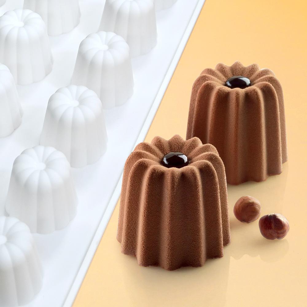 1pc Silicone Mini Bundt Pan, 18-Cavity Angel'S Bell Chocolate Mousse Mold, French Non-Stick Cake Baking Tool for Desserts and Pastries