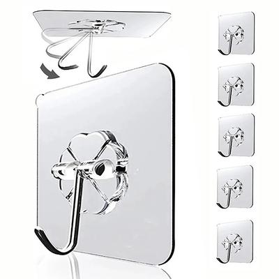 20PCS/set Transparent Stainless Steel Strong Self-adhesive Hooks Bathroom Towel Clothes Storage Sticky Hooks Key Pendant Storag