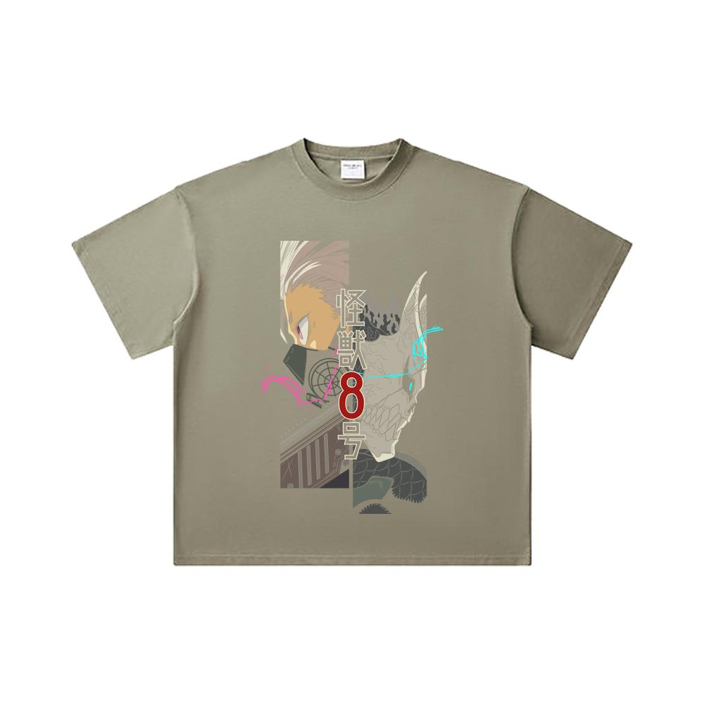 260 GSM Double Yarn 32 Count 100% Cotton Kaiju No 8 V17 Print Unisex Heavy Cotton T Shirt