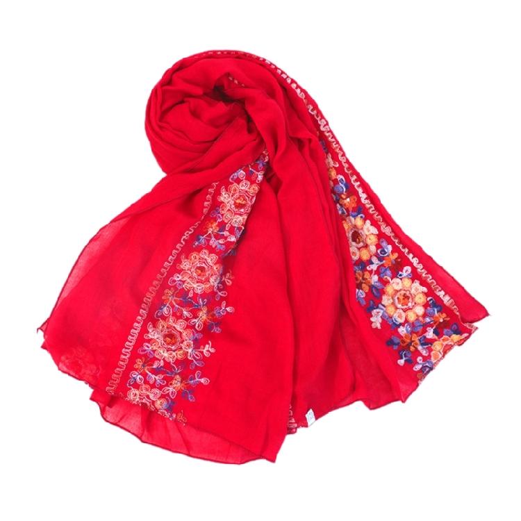 Embroidery Flower Pashmina Lady Thin Scarf Soft Shawls Lady Wraps Blanket Scarf