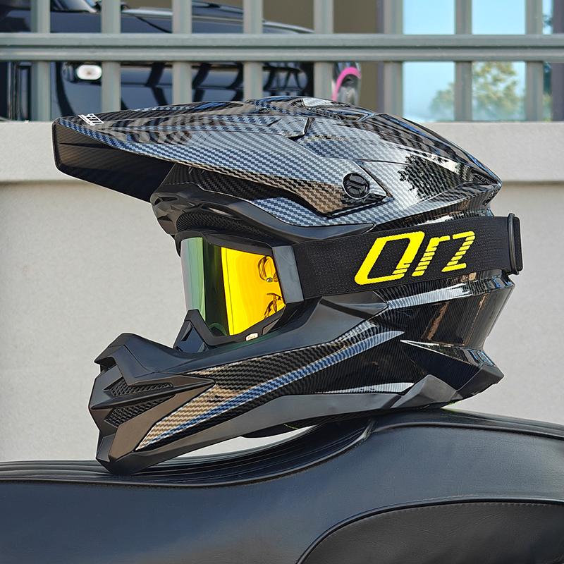 DOT Approved Adult Motorcycle Helmet Off-Road Dirt Bike Racing Full Face Helmet with Goggles