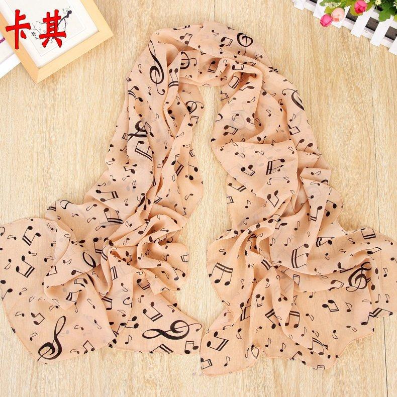 New Fashion Music Symbols Ladies Scarf Printed Chiffon For Ladies Women Girls Scarf Beach